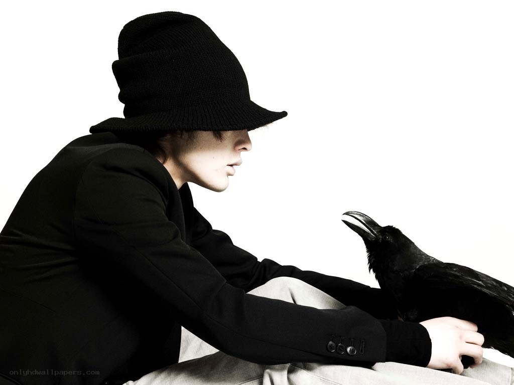 person with a crow