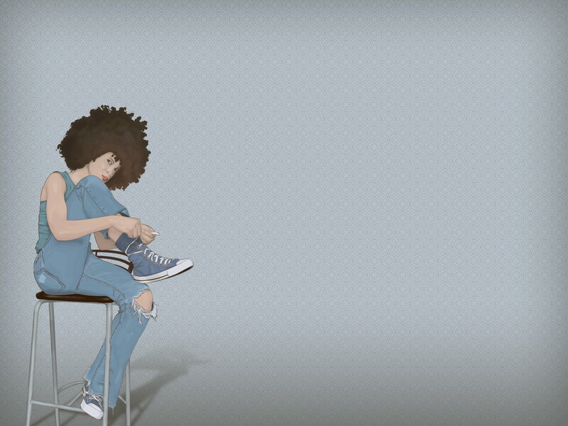 Person with Afro Hair — Blue