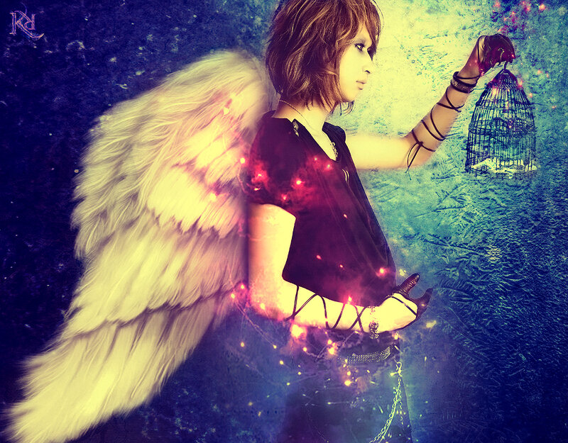 Person with Angel Wings — Blue, Dramatic