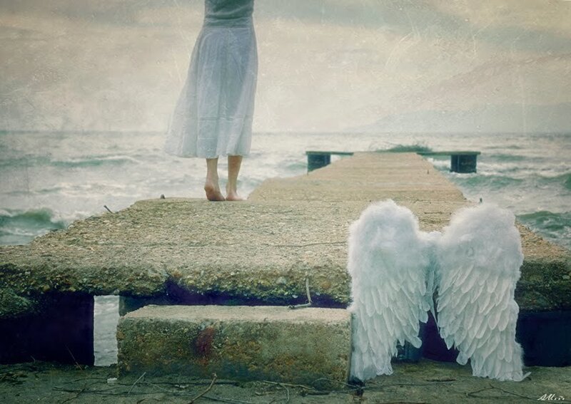 Person with Angel Wings — White, Melancholic