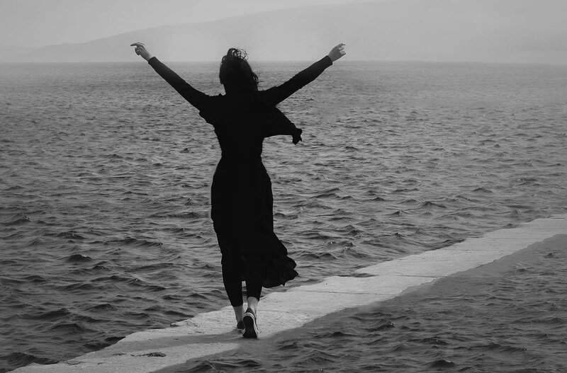 Person with Arms Raised — Black, Serene