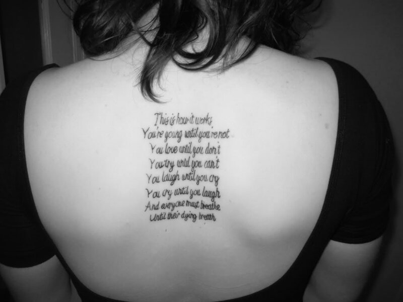 Person with Back Tattoo — Black, Somber