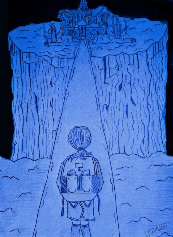 Person with Backpack — Blue