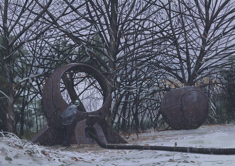 Person with Backpack in Forest