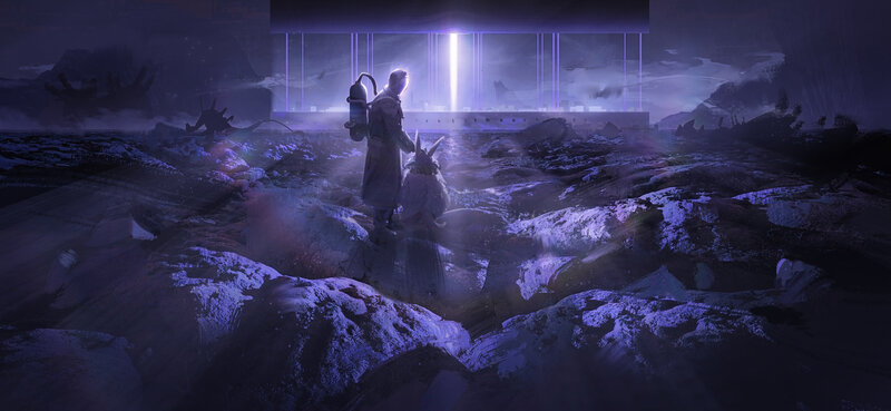 Person with Backpack — Purple, Dramatic