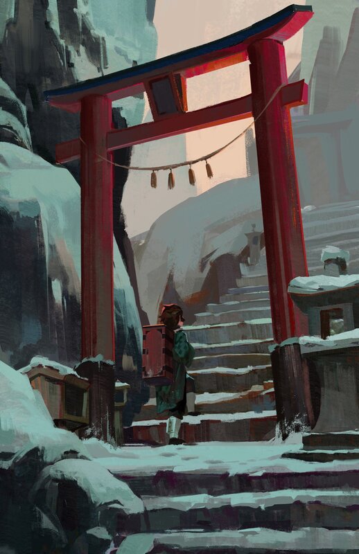 Person with Backpack — Red, Serene