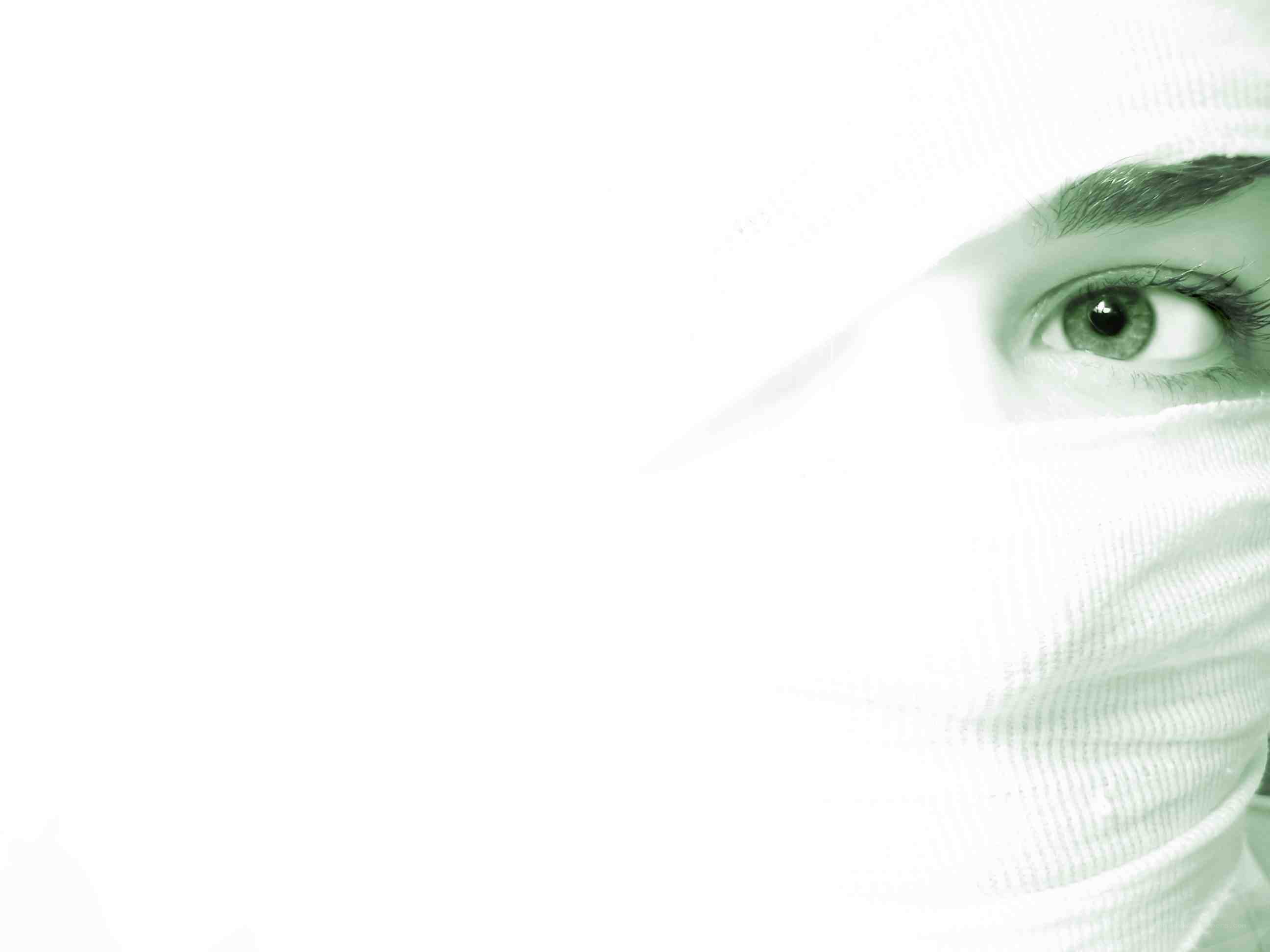 person with bandaged face