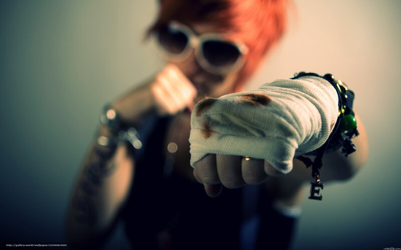 person with bandaged fist