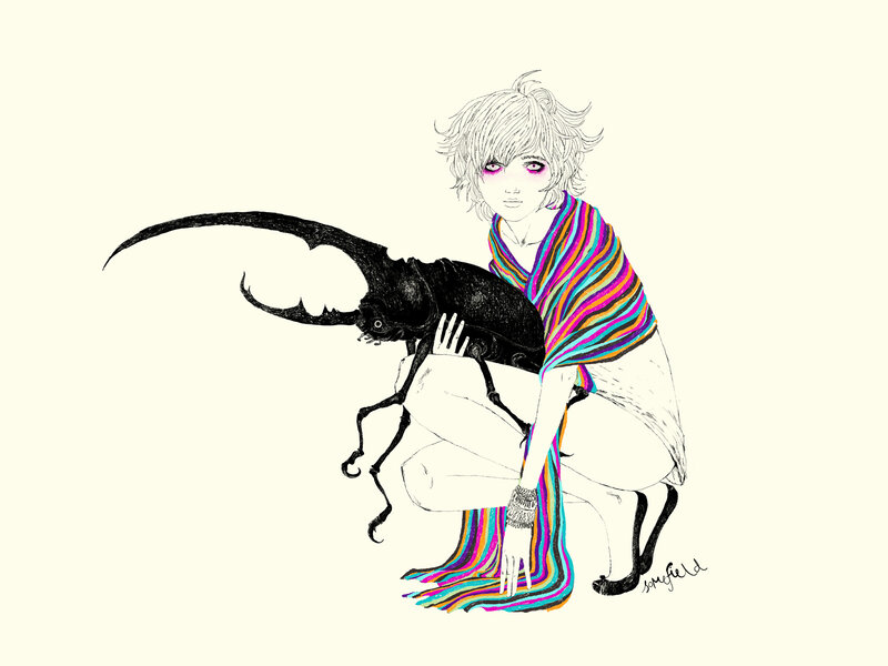 person with beetle illustration