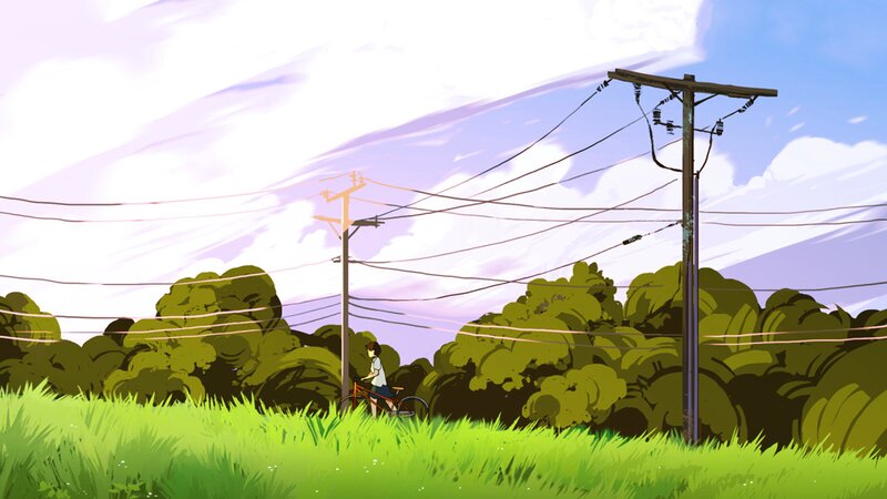 Person with Bicycle — Green, Serene