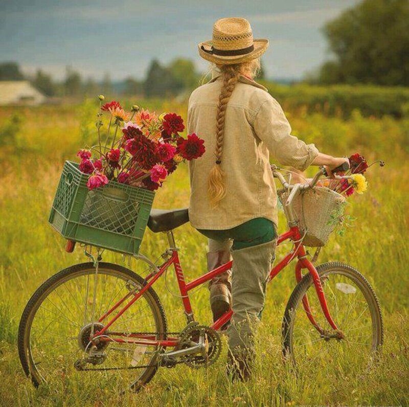 Person with Bicycle — Green