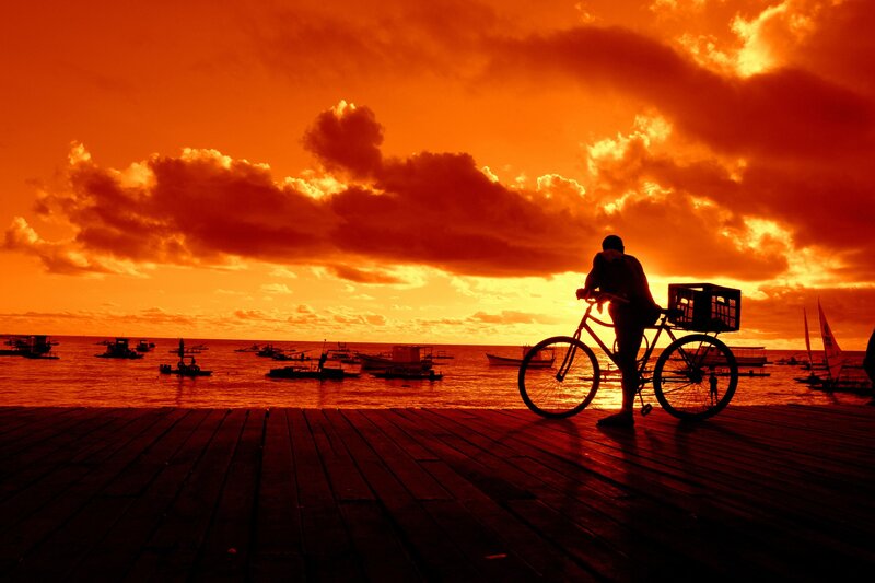 Person with Bicycle on Pier