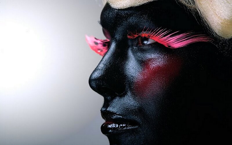 Person with Black Face Paint