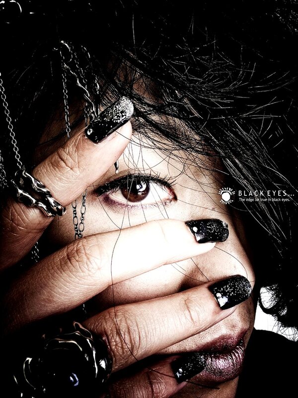 person with black nail polish