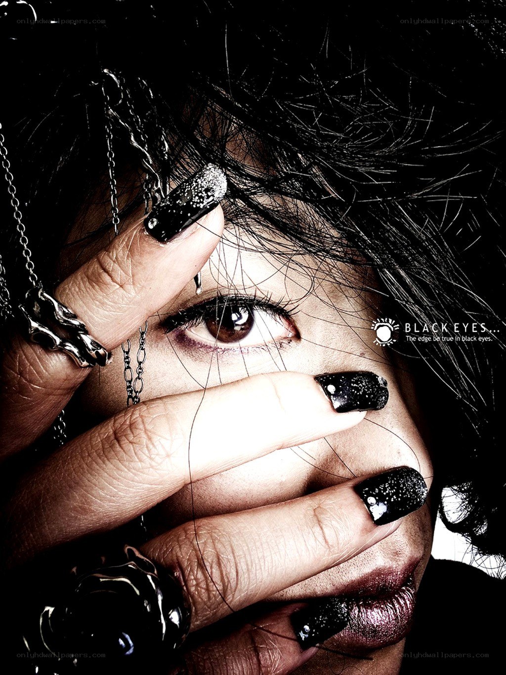person with black nail polish