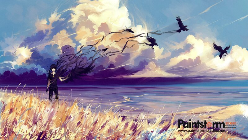 Person with Black Wings — Blue, Dramatic