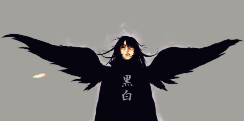 Person with Black Wings — Dramatic, Digital Art