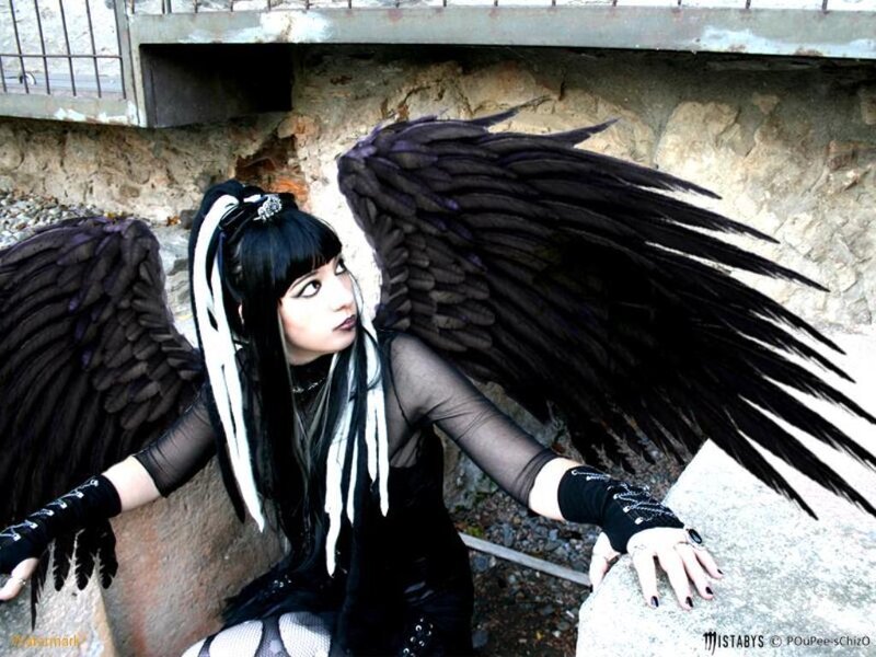 Person with Black Wings — Dramatic, Photograph, Gloves