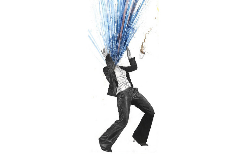 person with blue energy burst