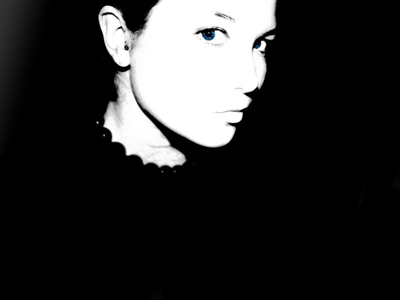Person with Blue Eyes — Black, Dramatic, Photograph, Ear