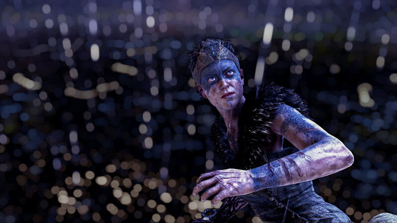 Person with Blue Face Paint — Dramatic, Night, 3d Render