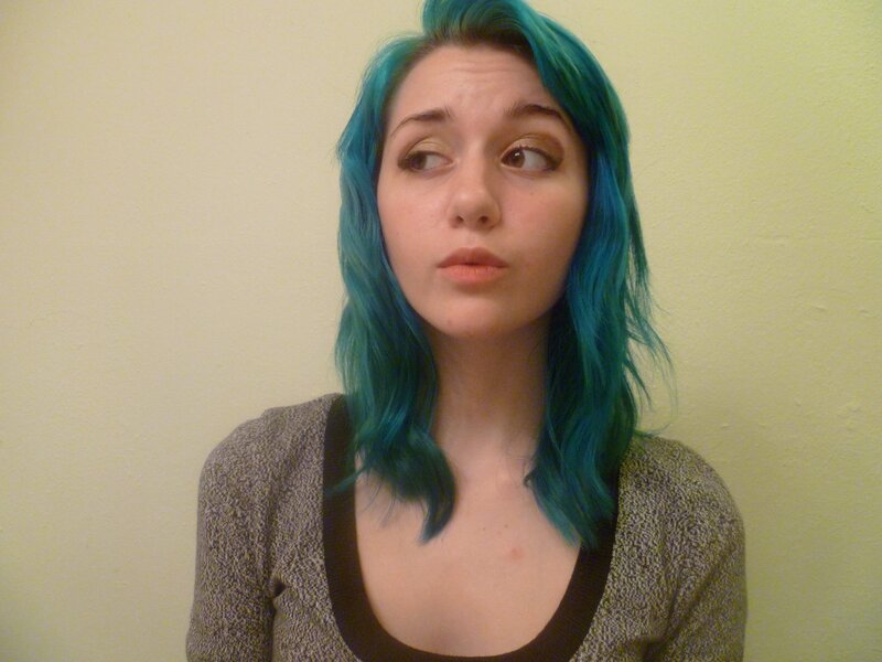 person with blue hair