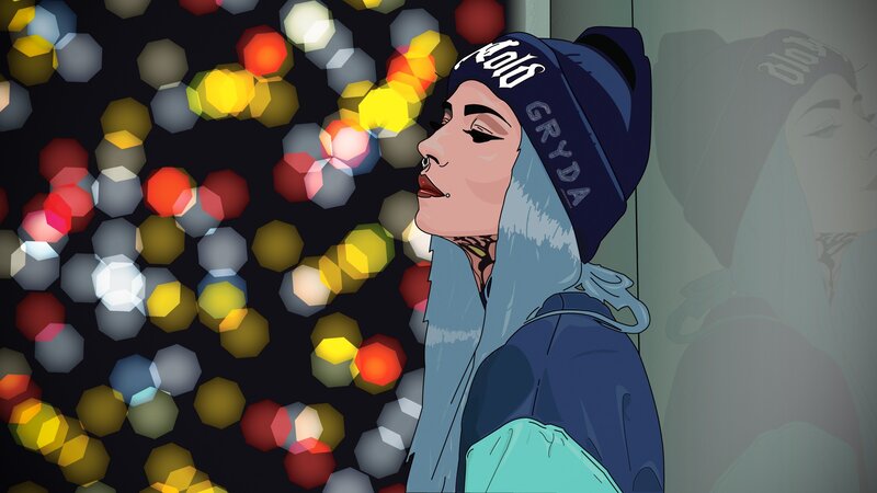 Person with Blue Hair — Contemplative