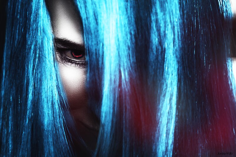 Person with Blue Hair — Dramatic, Digital Art, Eye