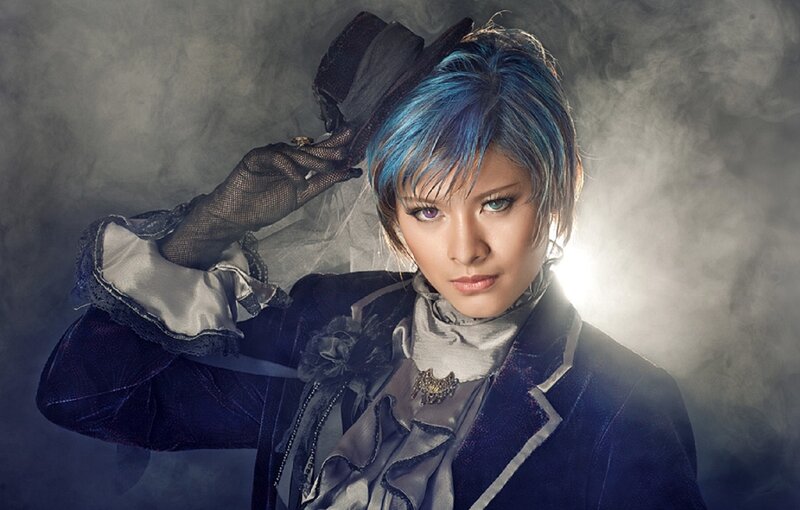Person with Blue Hair — Dramatic, Photograph, Hat