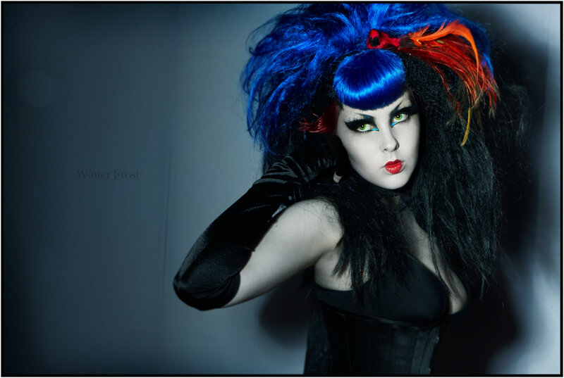 Person with Blue Hair — Dramatic, Photograph, Wigs