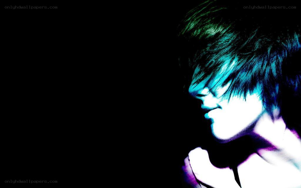 person with blue lighting