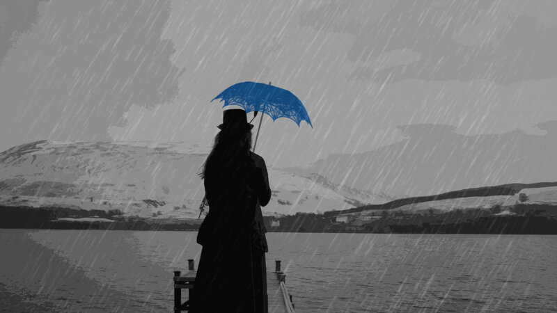 Person with Blue Umbrella