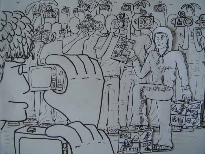Person with Book and Cameras