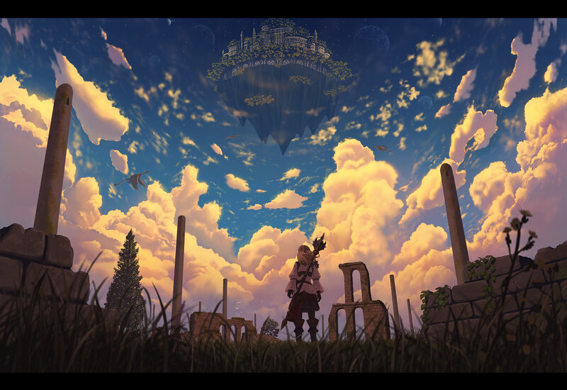Person with Bow in Ruins