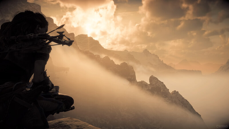 Person with Bow on Cliff