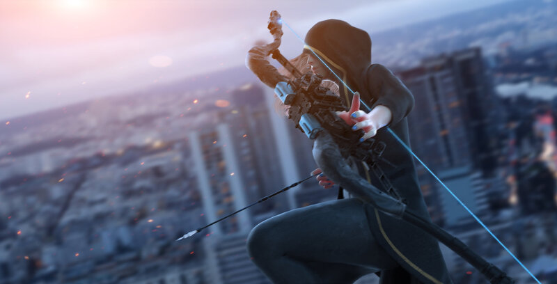 Person with Bow on Rooftop