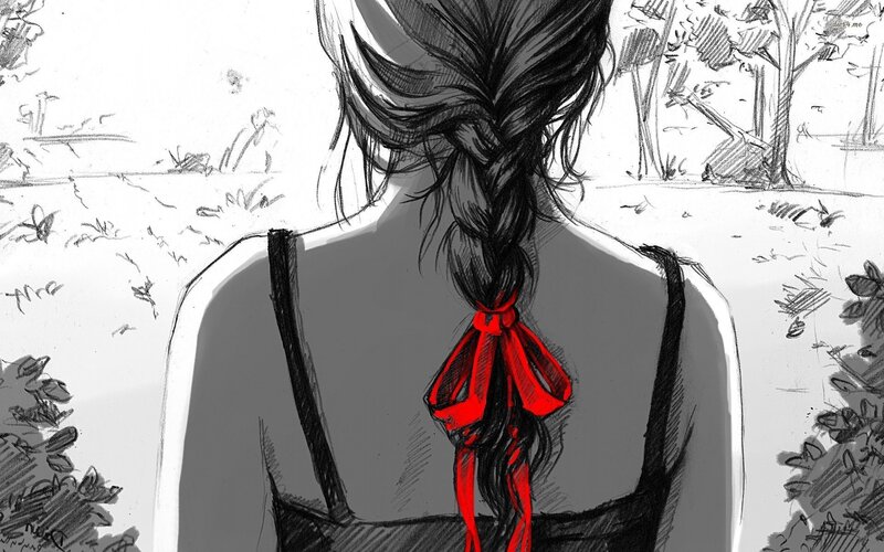 Person with Braided Hair — Black, Contemplative