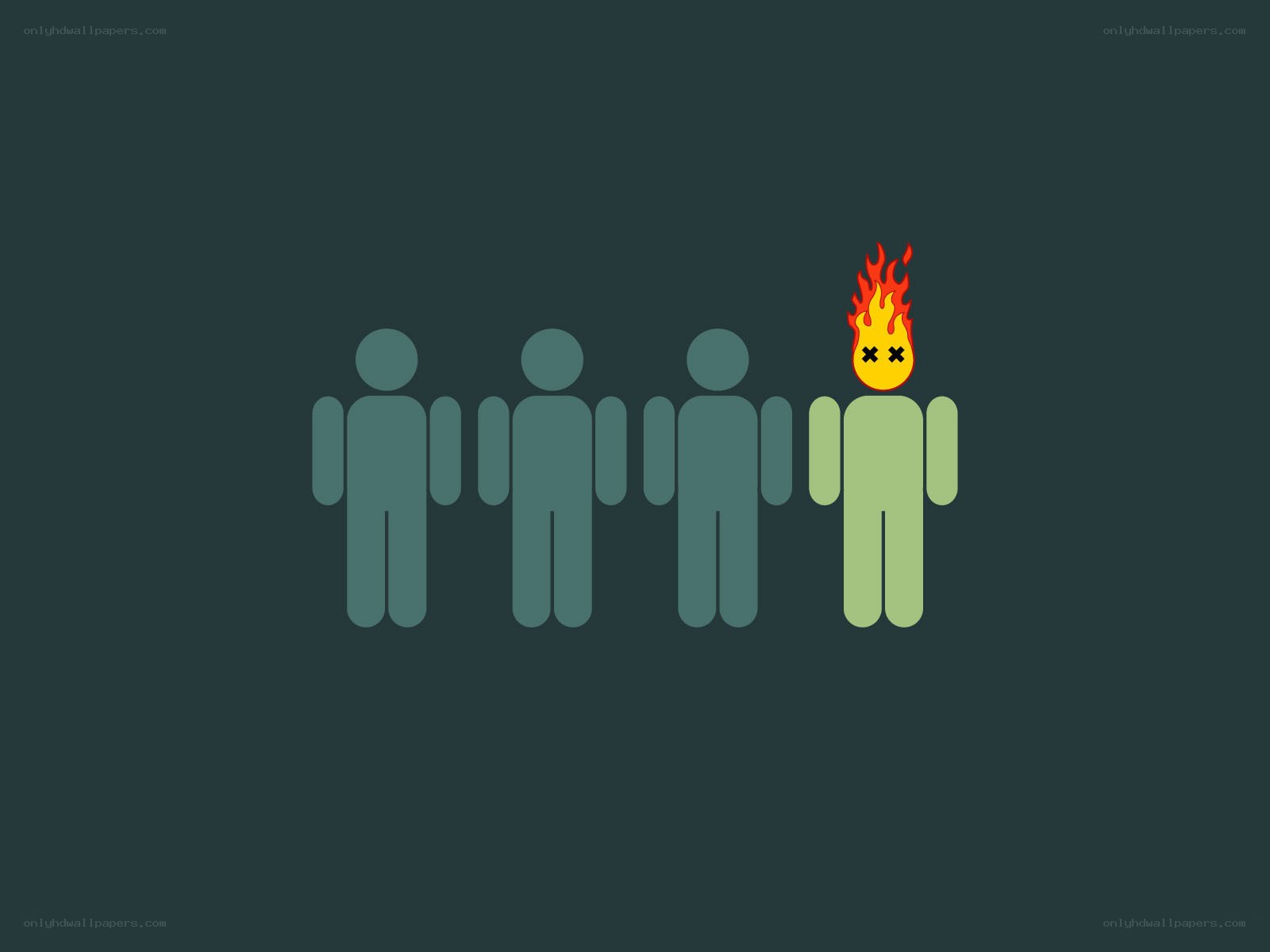 person with burning head
