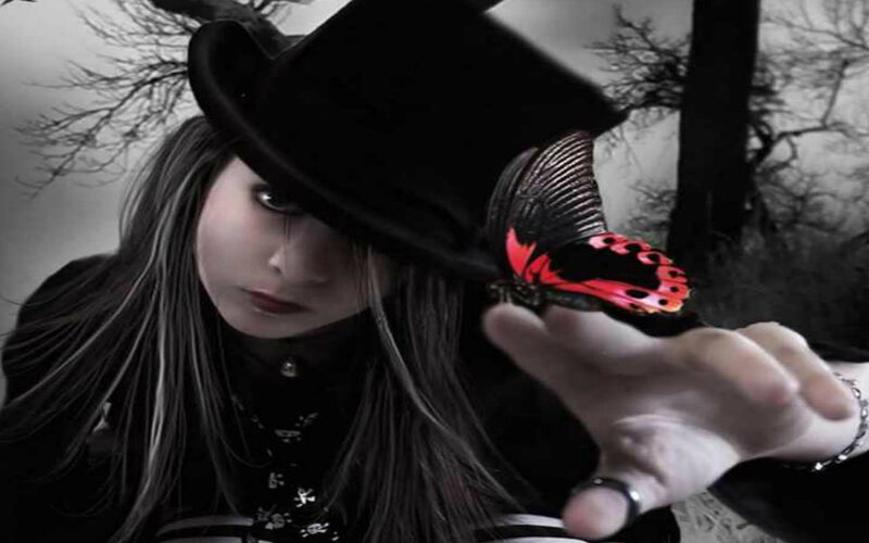 Person with Butterfly — Black, Dramatic