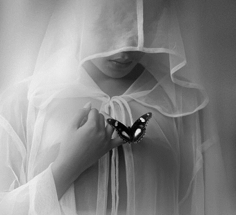 Person with Butterfly — Black