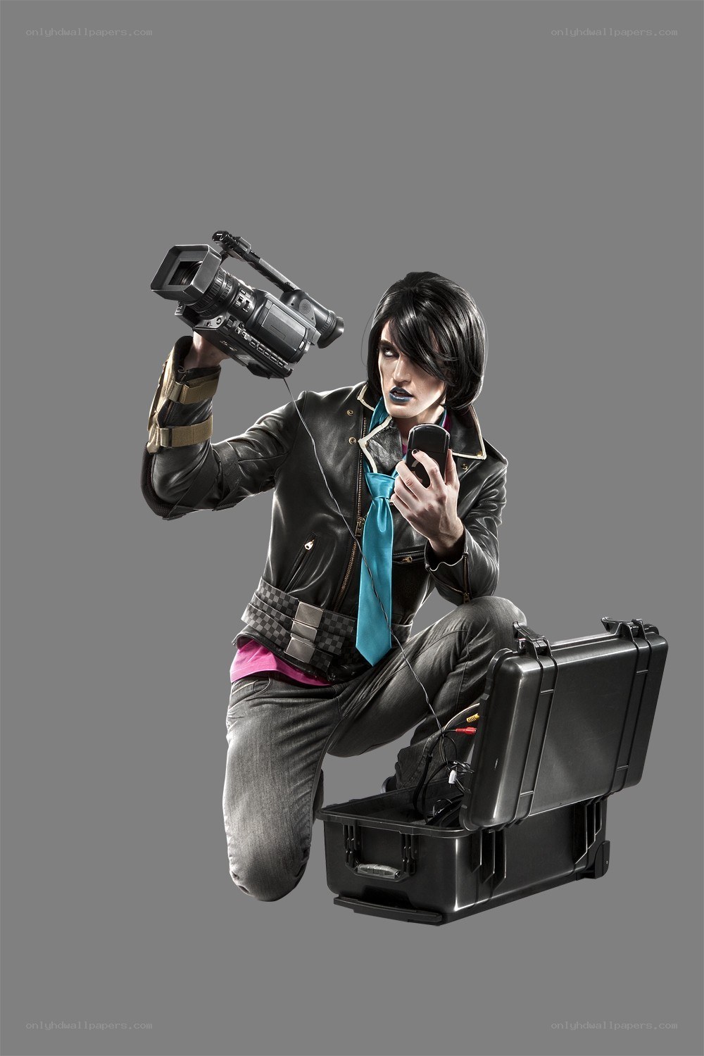 person with camera and phone