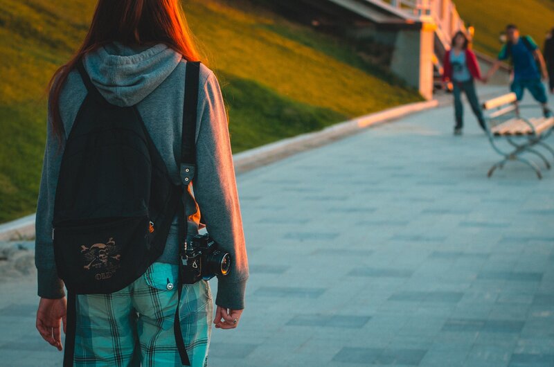 Person with Camera Backpack