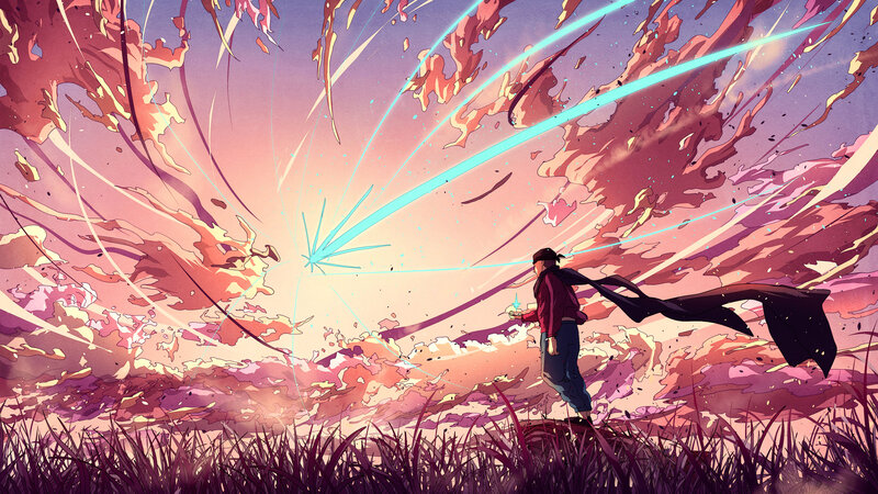 Person with Cape in Field