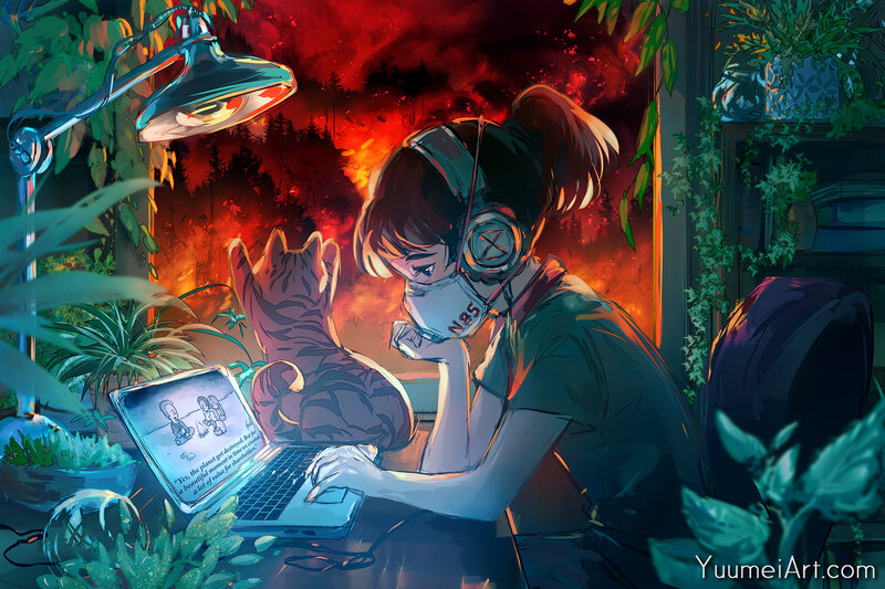 Person with Cat at Laptop
