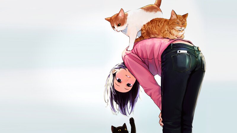 Person with Cats on Back