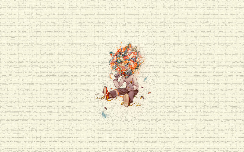 person with chaotic head