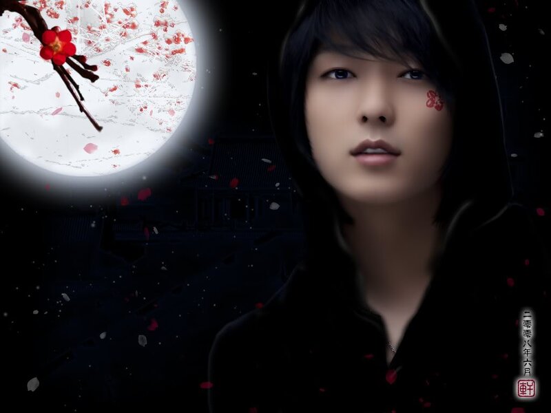 Person with Cherry Blossoms — Black