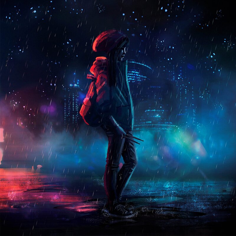 Person with Claws in Rain