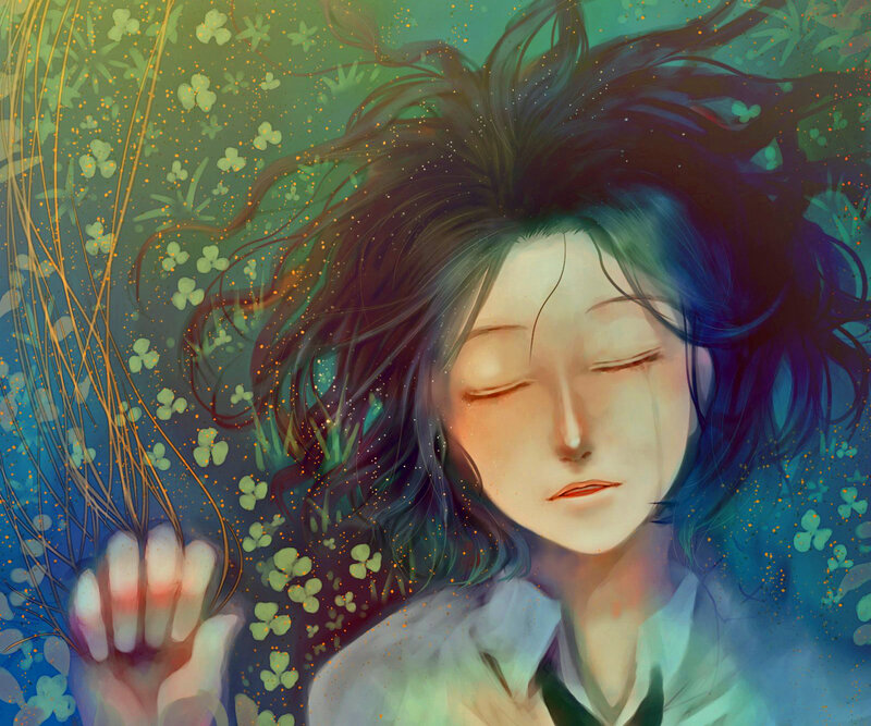 Person with Closed Eyes — Green
