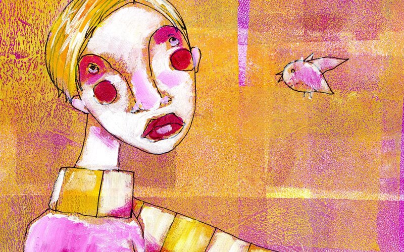 person with clown makeup and bird